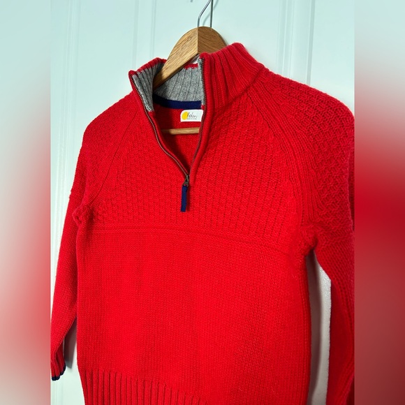 Boden Boys Red Wool  Blend Sweater Collared Half Zip Long Sleeve Size 8-9 Years - Picture 5 of 7